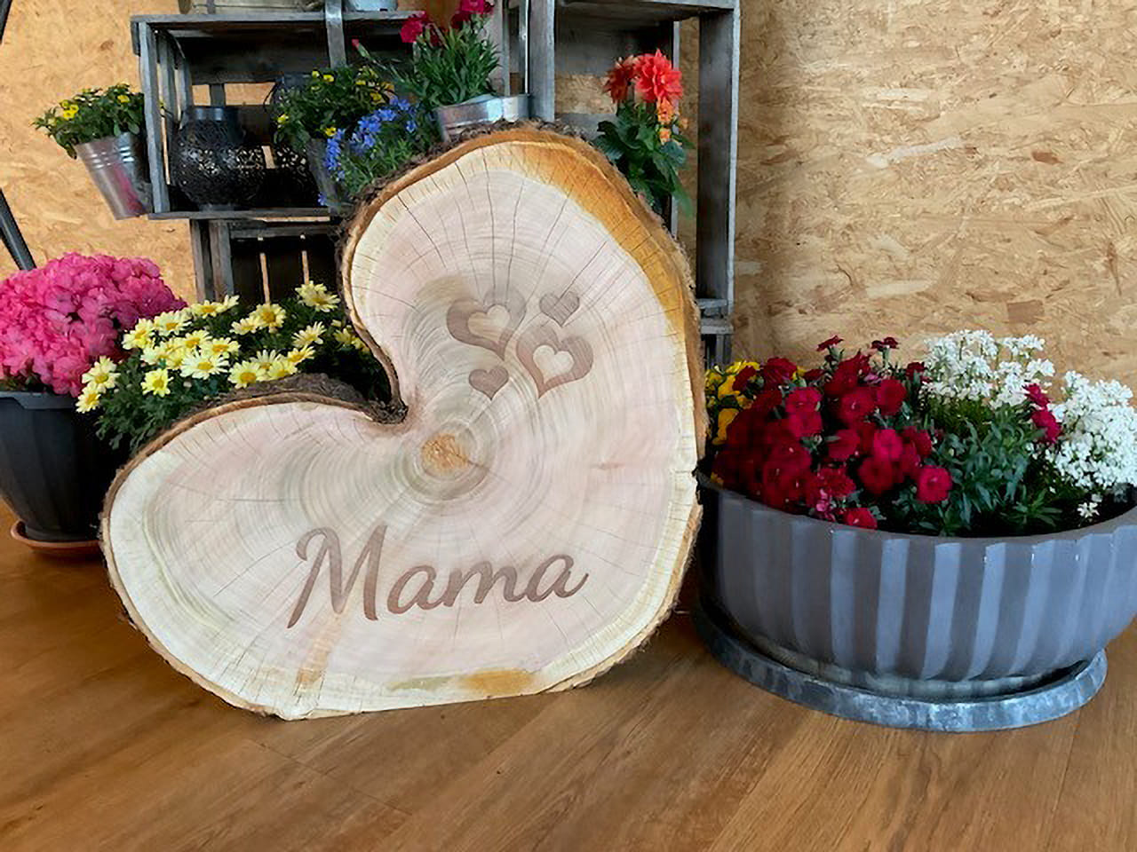 Holzscheibe Herz mit Lasergravur